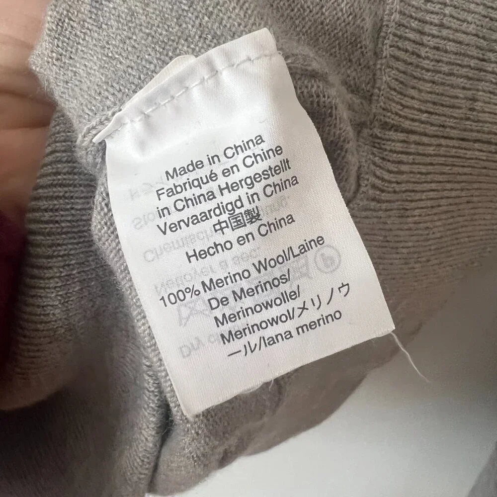 J. Crew Gray Merino Wool 1/4 Zip Mock Neck Sweater Men's Size Medium